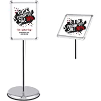 GUOHONG Póster de menú soporte ajustable reemplazable de acero inoxidable Publicidad signo soporte de Plateado A4
